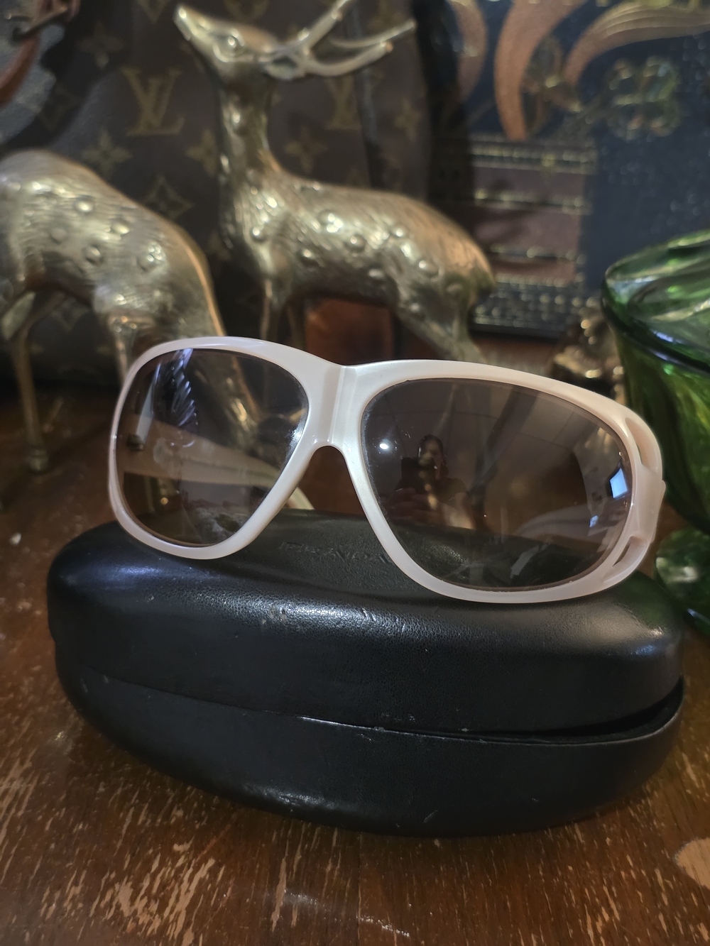 Y2K PRADA Opalescent Wrap Around Sunglasses With Original Case